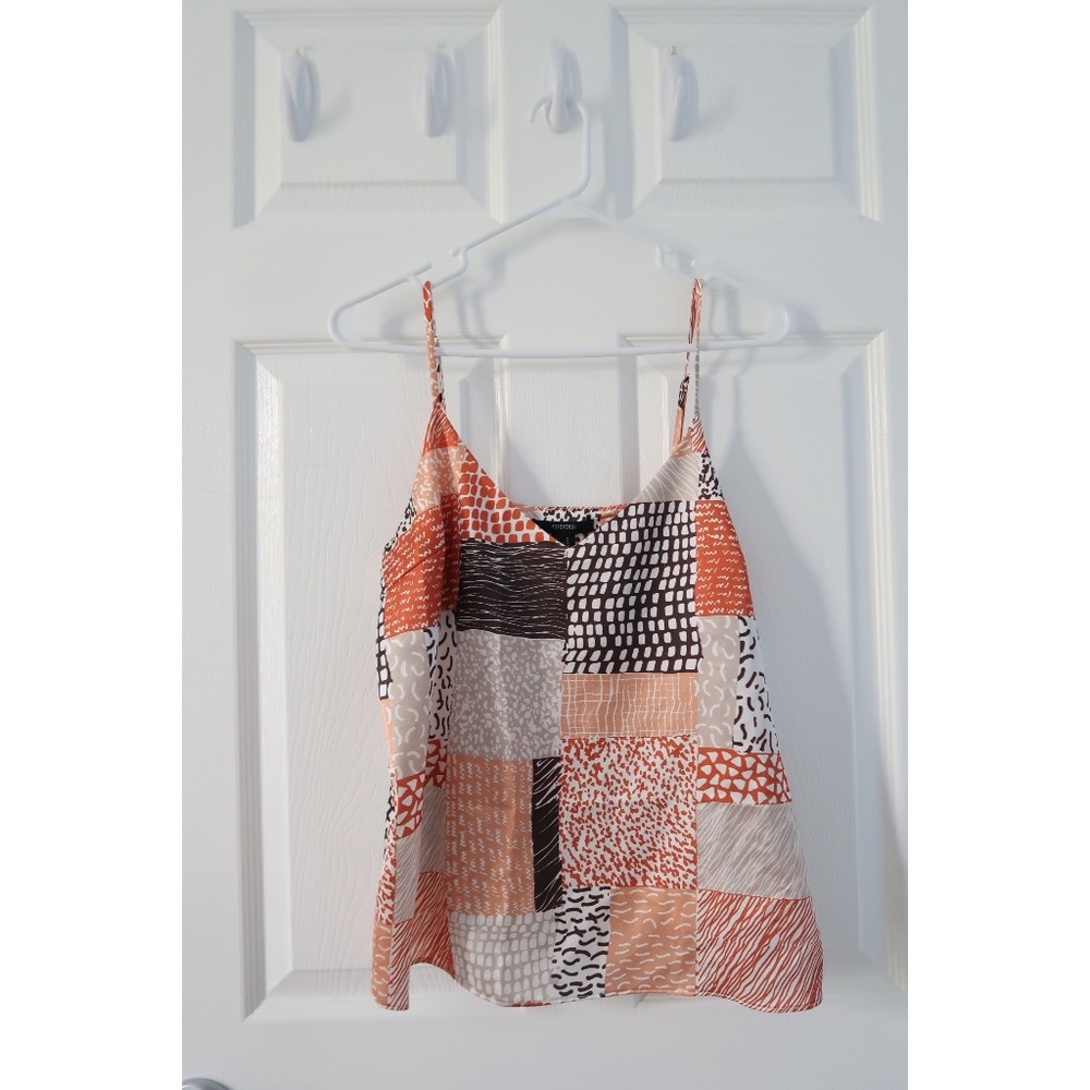 Forever 21 Multi Printed Orange Tank Top W/ Adjustable Straps